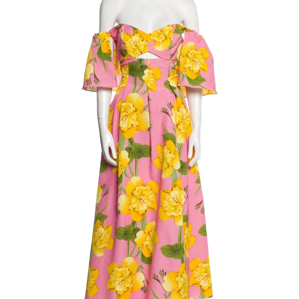 Borgo De Nor Yellow and Pink Flutter Sleeve Sundress